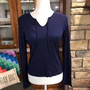 BANANA REPUBLIC SIZE MEDIUM RAYON POLYESTER BLEND BLUE/PURPLE LONG SLEEVE